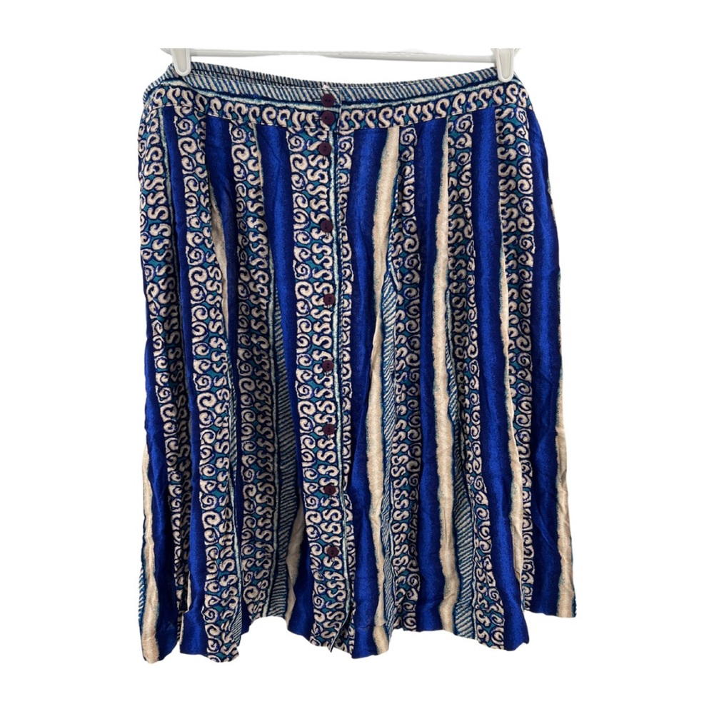 Vintage Kathie Lee rayon skirt plus size knee length blue beach coastal 26w